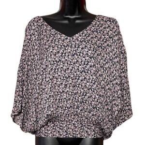 Willow & Root Crop Top Women Multicolor Floral‎ Open Back Tie Short Sleeve Sz M